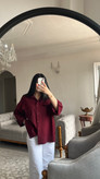شومیز زنانه زرشکی لنین فری سایز