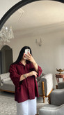 شومیز زنانه زرشکی لنین فری سایز