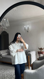 شومیز زنانه لنین سفیدفری سایز